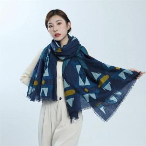 High Quality For Designer Wool Scarf - Geometric Contrast Color Soft Pure 80s Wool Large Square Scarf Shawl – JIECHEN