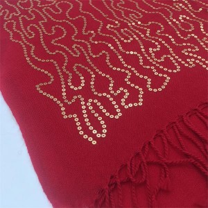 Wholesale Women Winter Solid Wool Cashmere Sequin Embroidery Pashmina Scarf Shawl