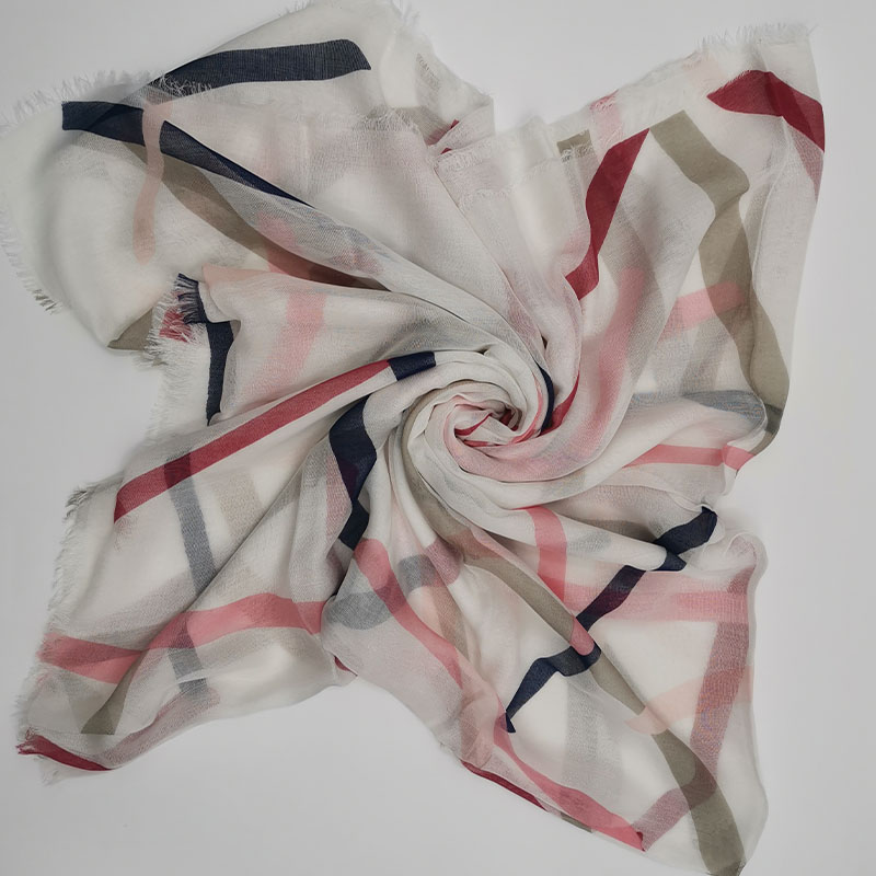 Striped Contrasting Modal Silk Blended OEM Scarf Shawl Featured Image