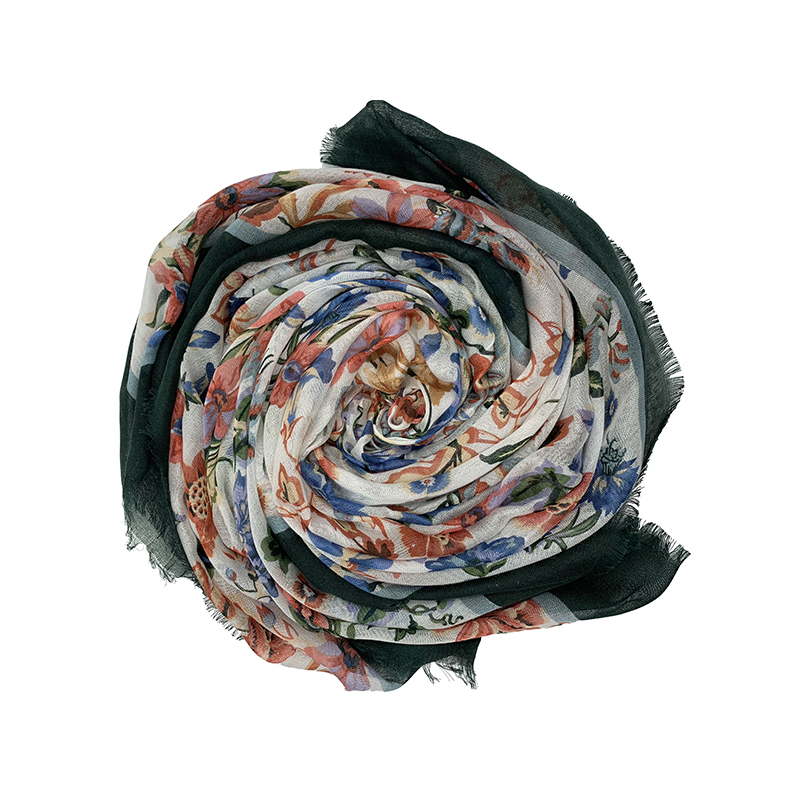 Women Square Shawl 90%Modal10%Silk Blended Fashion Winter Warm Printed Scarf Featured Image