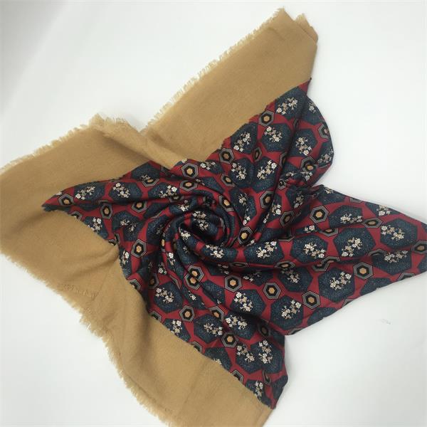 Pure Square Silk Wool Double Faced Layer Pashmina Shawls For Women Winter Featured Image