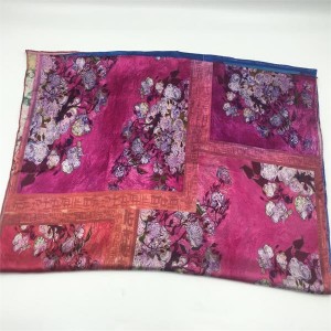 Custom Printed Long Pure Digital Printed flowers Silk Scarf
