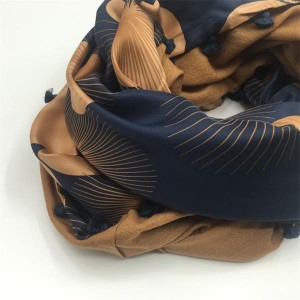 Double layers Silk And Wool Neckerchief Neck Warmer Tassles Scarf