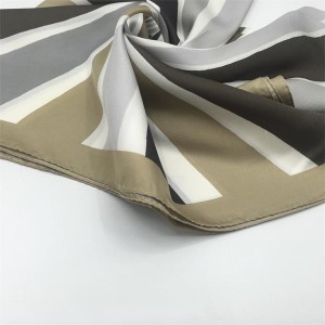 Thick Silk Twill Geometry Stripe Directly Factory Digital Printing Pashmina Headscarf