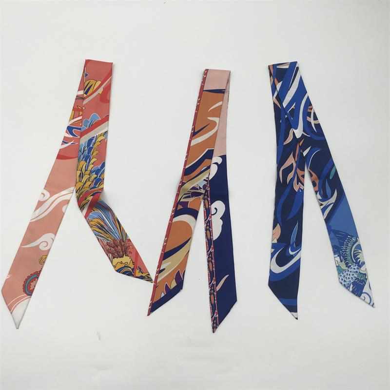 Professional Factory For Wholesale Silk Satin Scarf - High Class Dmall Neck Ribbon Streamer Narrow Silk Scarf Twill Wrapped Package Tape  – JIECHEN
