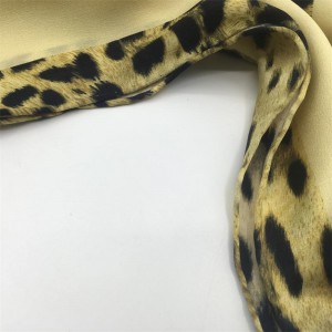 Golden Leopard Digital Print Pure Silk Satin Square Scarf Muffler Shawl