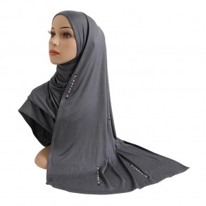 Modal Cotton Permed Hot Drilling Pearl Scarf Moslin Hijabs shawl scarf women