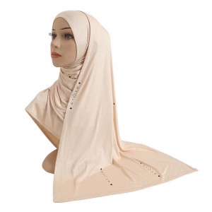 Modal Cotton Permed Hot Drilling Pearl Scarf Moslin Hijabs shawl scarf women