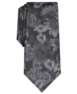 Silk or micro fiber polyester Jacquard  Flower Tie Black and Grey color