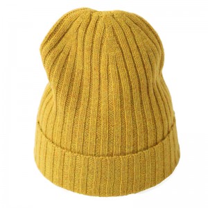 Ribb knitted 100% cashmere beanie winter hat