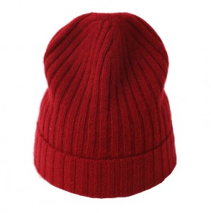 Ribb knitted 100% cashmere beanie winter hat