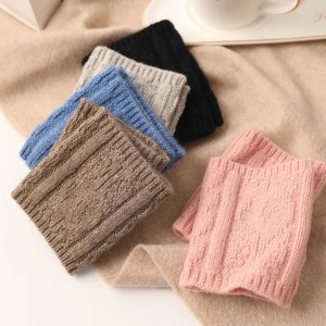 custom winter 100% cashmere arm warmer fashion knitted women fingerless knit mitten gloves