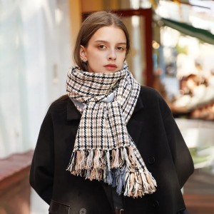 custom colorful houndstooth women winter luxury cashmere scarf for women