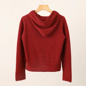 button decoration custom luxury fashion winter women’s sweater hoodie 26Nm yarn computer knitted cashmere pullover