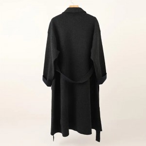 double side reversible cashmere plus size women’s sweater cardigan plain color knitted cashmere coat jacket
