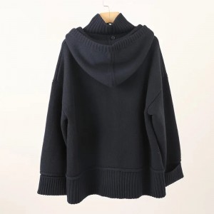 PURE cashmere women’s sweater hoodie cardigan plus size knitted cashmere coat jacket with pocket
