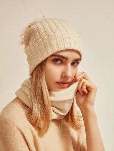 100% cashmere custom women Winter Hat luxury cute knit beanie caps with custom logo
