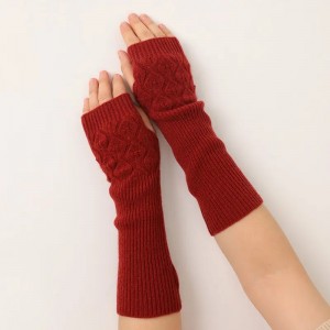 designer fashion hollow knitted women cashmere winter gloves hand warmer fingerless ladies warm cashmere gloves mittens