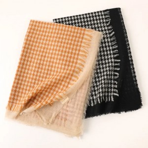 inner mongolia pure cashmere women scarf thin style custom houndstooth check cashmere scarves shawl stoles