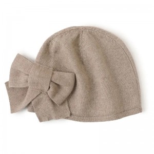 bow tie decoration pure inner mongolia cashmere beanie luxury fashion women ladies plain knitted winter caps hats
