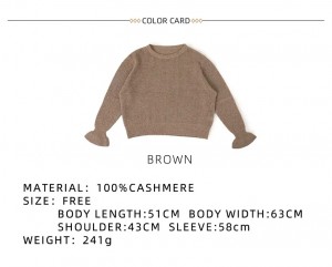 designer hollow computer knitted pure cashmere pullover custom fashion oversize crew neck flare sleeve women’s sweater