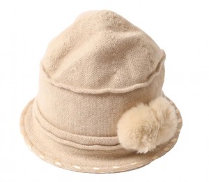 fur pom pom winter bucket hat caps custom logo women Warm Knit Cashmere fisherman ny beanie