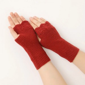 designer hollow flower decoration women winter gloves knitted fingerless women fashion cashmere gloves & mittens