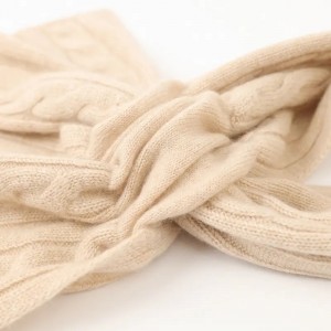 custom designer fashion cable knitted pure cashmere scarf stoles winter ladies women cashmere snood scarf