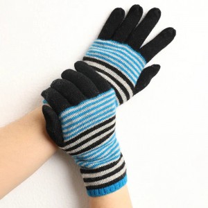 custom men knitted 100% wool stripes winter gloves fashion accessories luxury thermal full finger long cashmere gloves