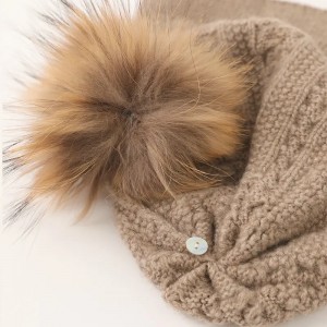 real fox fur pom pom pure cashmere winter hat custom fashion women cable knitted cashmere beanie hat