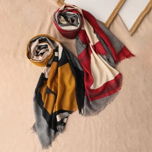 2021 New style custom winter ladies 10% cashmere/90% modal printed bright color scarf