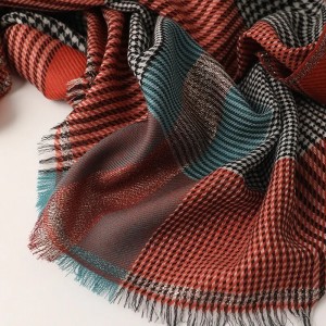custom design Women Classic Houndstooth winter scarf embroidery logo Ladies thin style Soft fashion wool pashmina scarves shawls