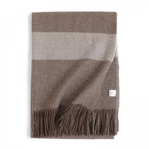 luxury fashion twill weave long tassel wool scarf winter women cashmere stripe poncho cape scarves shawl