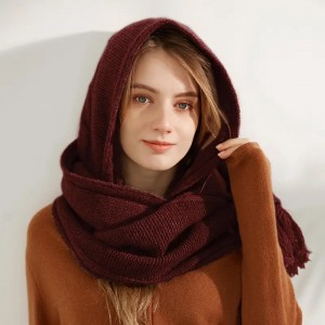 50% yak wool 50% wool Women poncho winter warm luxury fashion cable Knitted wool scarves shawl hoodie