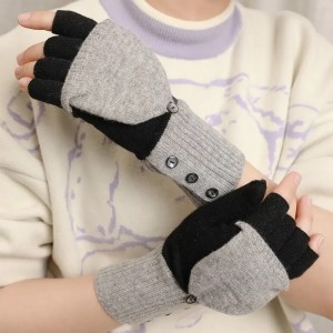 2022 new design ladies convertible Cashmere Gloves & Mittens winter luxury fashion knitted fingerless gloves