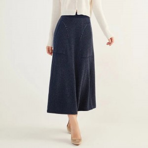 one size plain color women skirts custom inner mongolian 100% cashmere ladies long skirt dress