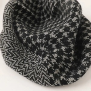 houndstooth jacquard knitted cashmere beret hat luxury fashion winter women warm cashmere beanie hat cap