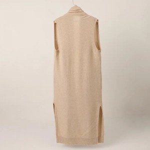 pocket decoration 100% pure cashmere cardigan coat custom winter warm fashion plus size women’s sleeveless sweater