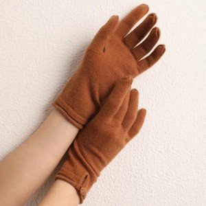 custom full finger fashion cute 100% pure goat cashmere plain Winter Gloves knitted winter Warm ladies luxury cashmere glove