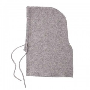 luxury Fashion knitted warm drawstring beanie custom 100% cashmere balaclava winter hoodie hat embroidery logo for women