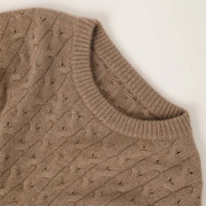 crew neck natural color cable knitted pure cashmere pullover custom fashion oversize women’s sweater clothing knit top