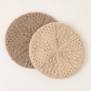 inner mongolia hand knitted cashmere beret hat luxury fashion winter women warm women cashmere beanie cap