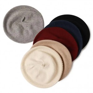 cute cheap winter knit 100% cashmere beret hat women luxury ny beanie caps unisex with custom logo