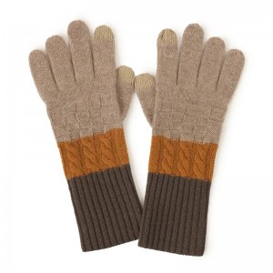 100% cashmere winter gloves mitten touch screen cable knitted women men thermal fashion full finger cashmere gloves