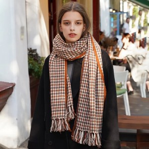 custom colorful houndstooth women winter luxury cashmere scarf for women