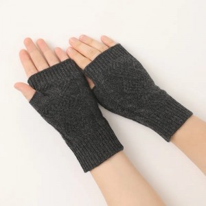 inner mongolian pure cashmere winter gloves plain knitted fingerless women warm fashion cashmere gloves mittens