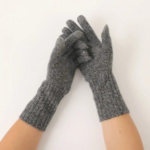 men winter thermal pure cashmere gloves touch screen knitted fashion full finger grey cashmere gloves