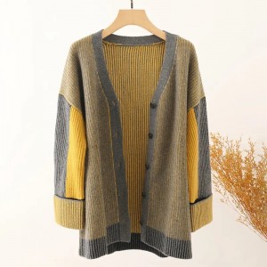 multi color long sleeve winter plus size cashmere women’s sweater designer rib knitted cashmere cardigan