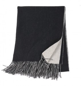 custom embroidery logo Reversible women winter Wool Scarf shawl luxury men neck warmer double side wool scarves with long tassel