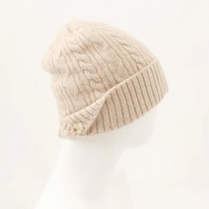2022 new arrival winter women warm beanie cap cable knitted plain color cashmere hat